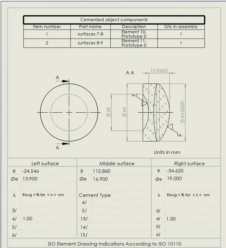 ISO 10110 optical drawings