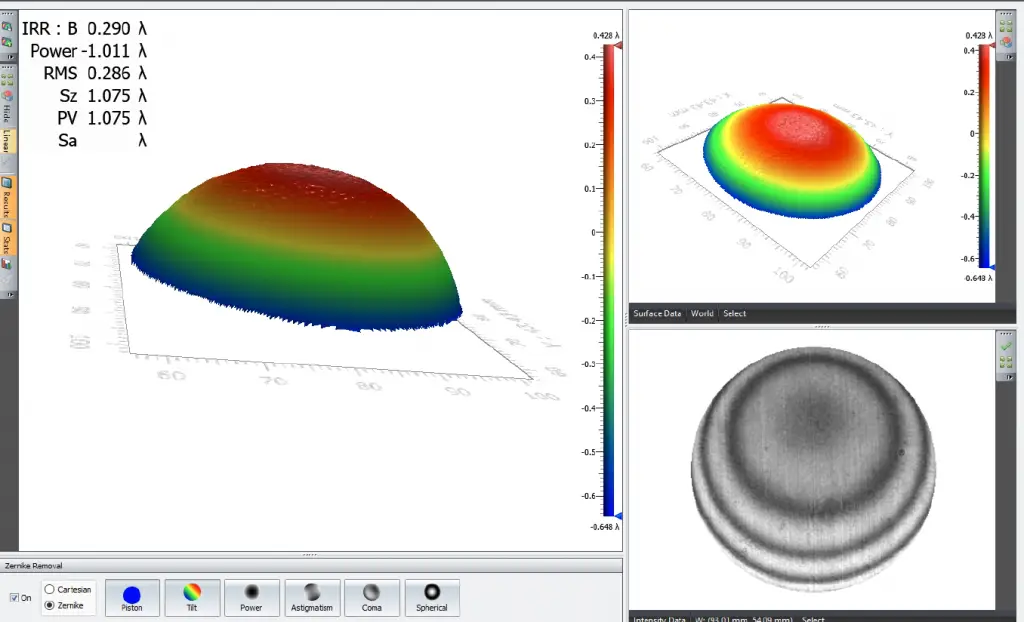 Optical Surface Wavefront RMS Error